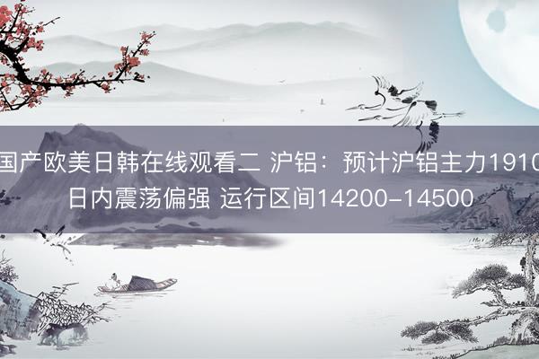 国产欧美日韩在线观看二 沪铝：预计沪铝主力1910日内震荡偏强 运行区间14200-14500