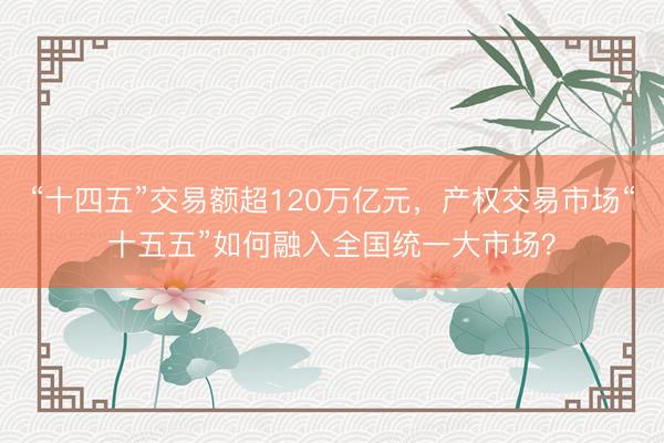 “十四五”交易额超120万亿元，产权交易市场“十五五”如何融入全国统一大市场？