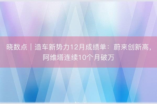 晓数点｜造车新势力12月成绩单：蔚来创新高，阿维塔连续10个月破万