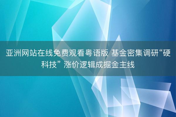 亚洲网站在线免费观看粤语版 基金密集调研“硬科技” 涨价逻辑成掘金主线