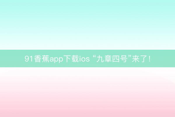 91香蕉app下载ios “九章四号”来了！