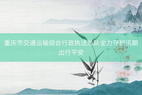 重庆市交通运输综合行政执法总队全力守护汛期出行平安