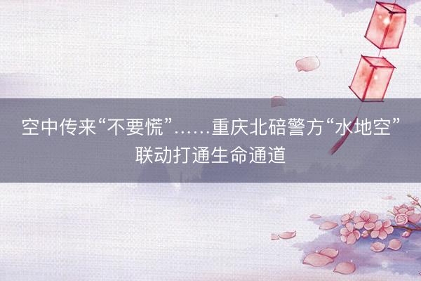 空中传来“不要慌”……重庆北碚警方“水地空”联动打通生命通道