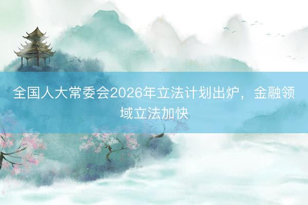 全国人大常委会2026年立法计划出炉,金融领域立法加快
