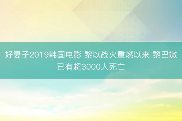 好妻子2019韩国电影 黎以战火重燃以来 黎巴嫩已有超3000人死亡