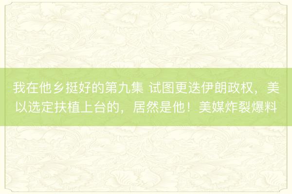 我在他乡挺好的第九集 试图更迭伊朗政权，美以选定扶植上台的，居然是他！美媒炸裂爆料