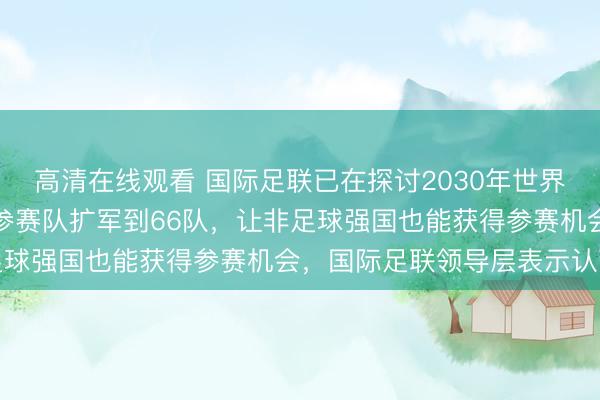 高清在线观看 国际足联已在探讨2030年世界杯扩军：南美足联呼吁参赛队扩军到66队，让非足球强国也能获得参赛机会，国际足联领导层表示认可