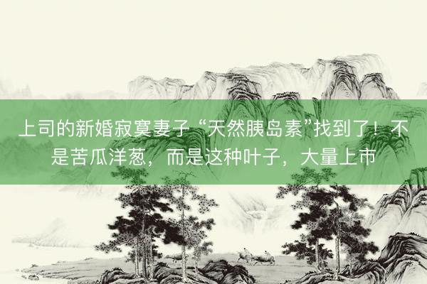 上司的新婚寂寞妻子 “天然胰岛素”找到了！不是苦瓜洋葱，而是这种叶子，大量上市
