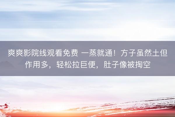 爽爽影院线观看免费 一蒸就通！方子虽然土但作用多，轻松拉巨便，肚子像被掏空