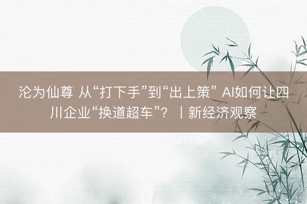 沦为仙尊 从“打下手”到“出上策” AI如何让四川企业“换道超车”？丨新经济观察