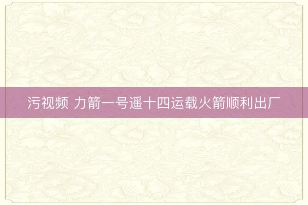 污视频 力箭一号遥十四运载火箭顺利出厂