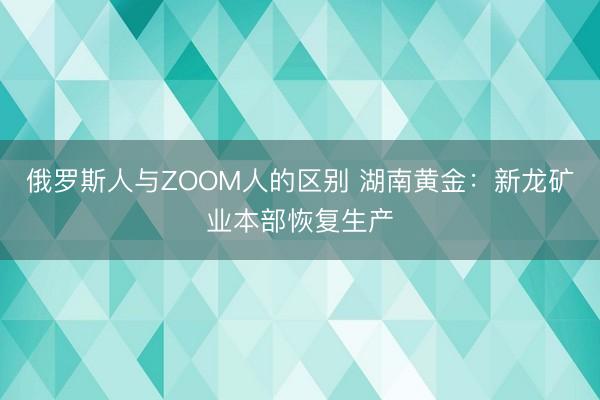 俄罗斯人与ZOOM人的区别 湖南黄金:新龙矿业本部恢复生产