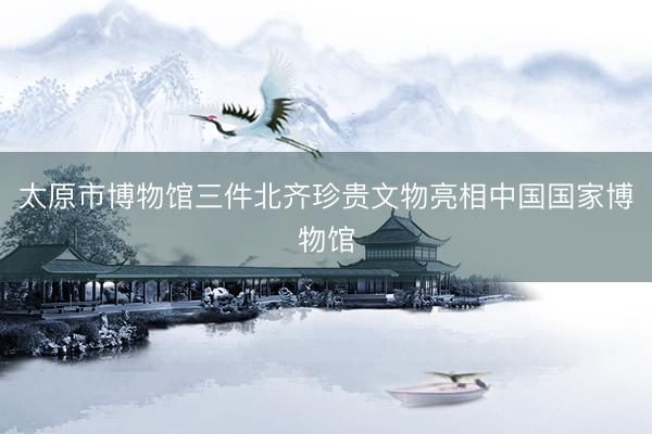 太原市博物馆三件北齐珍贵文物亮相中国国家博物馆
