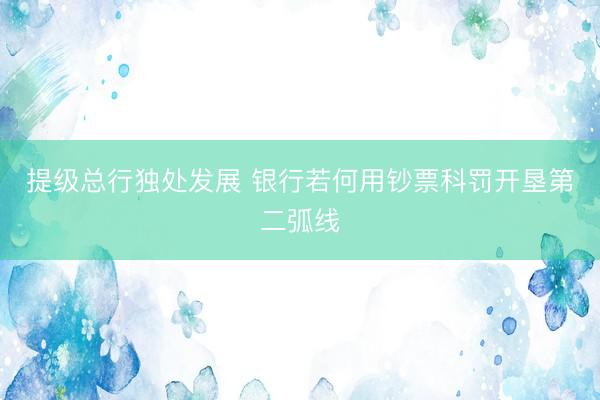 提级总行独处发展 银行若何用钞票科罚开垦第二弧线