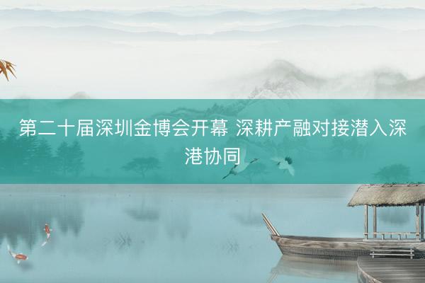 第二十届深圳金博会开幕 深耕产融对接潜入深港协同