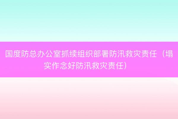 国度防总办公室抓续组织部署防汛救灾责任（塌实作念好防汛救灾责任）