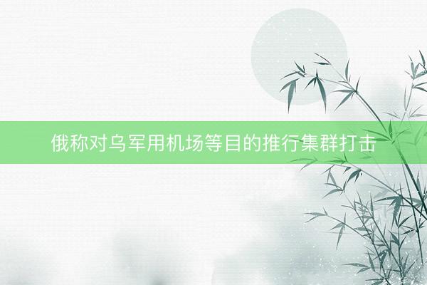 俄称对乌军用机场等目的推行集群打击