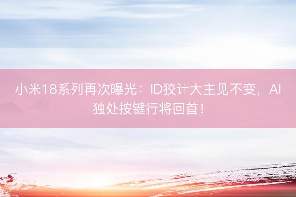 小米18系列再次曝光：ID狡计大主见不变，AI独处按键行将回首！