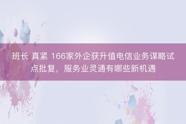 班长 真紧 166家外企获升值电信业务谋略试点批复，服务业灵通有哪些新机遇