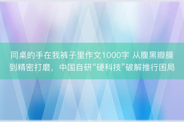 同桌的手在我裤子里作文1000字 从腹黑瓣膜到精密打磨，中国自研“硬科技”破解推行困局