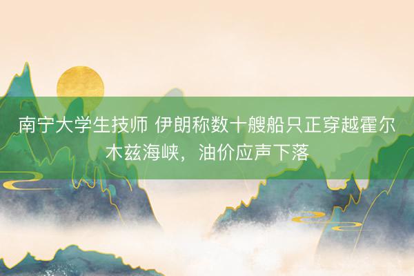 南宁大学生技师 伊朗称数十艘船只正穿越霍尔木兹海峡，油价应声下落