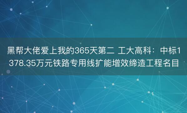 黑帮大佬爱上我的365天第二 工大高科：中标1378.35万元铁路专用线扩能增效缔造工程名目