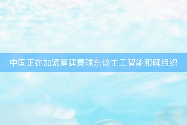 中国正在加紧筹建寰球东谈主工智能和解组织