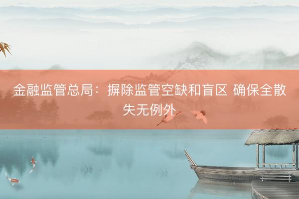 金融监管总局：摒除监管空缺和盲区 确保全散失无例外