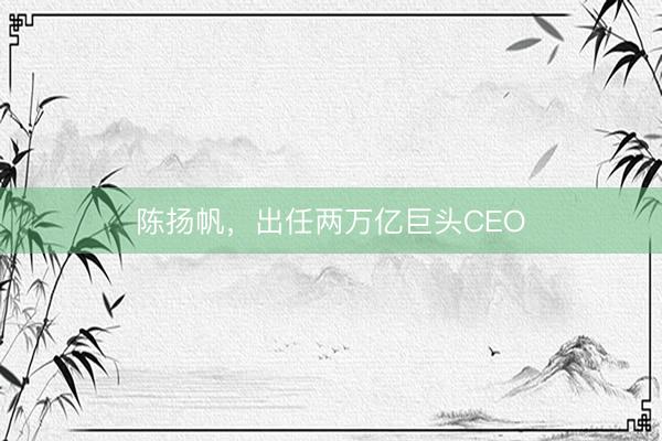 陈扬帆，出任两万亿巨头CEO